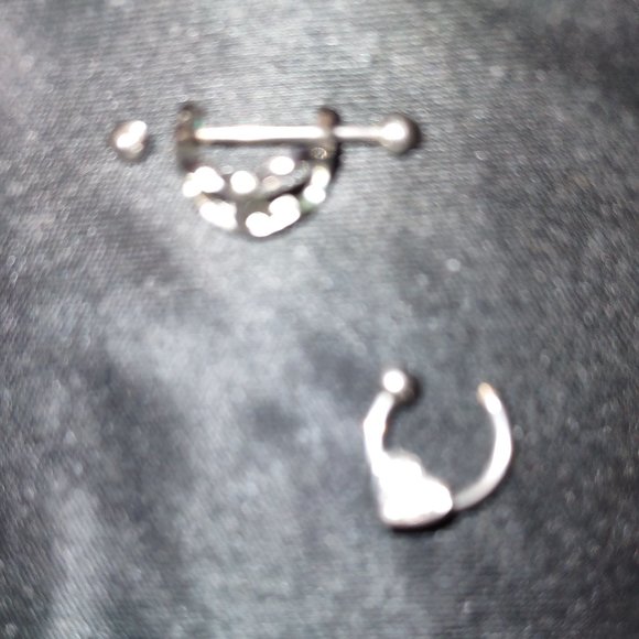 Steel/cz cartilage earrings.  2, NWOT - Picture 4 of 5